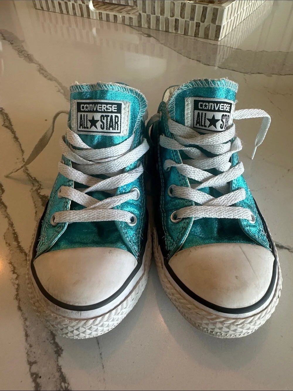 Converse Kids Low Top Sneakers in Teal Metallic